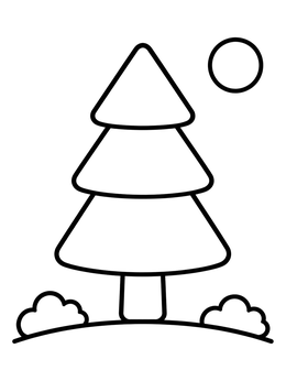 Free printable Simple Evergreen Tree And Sun coloring page