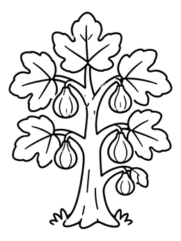 Free printable Simple Fig Tree With Ripe Fruit coloring page