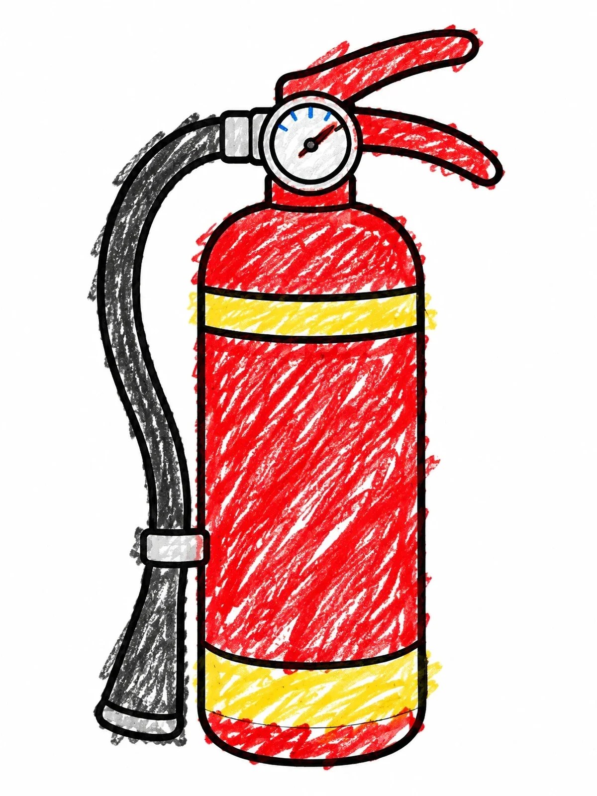 Colored example of the Simple Fire Extinguisher Outline coloring page