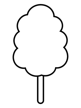 Free printable Simple Fluffy Cotton Candy On Stick coloring page