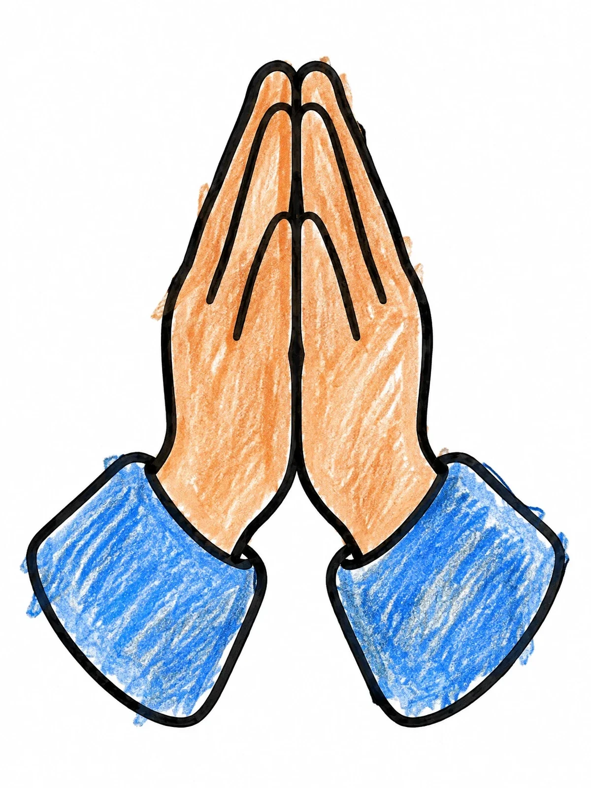 Colored example of the Simple Folded Praying Hands coloring page