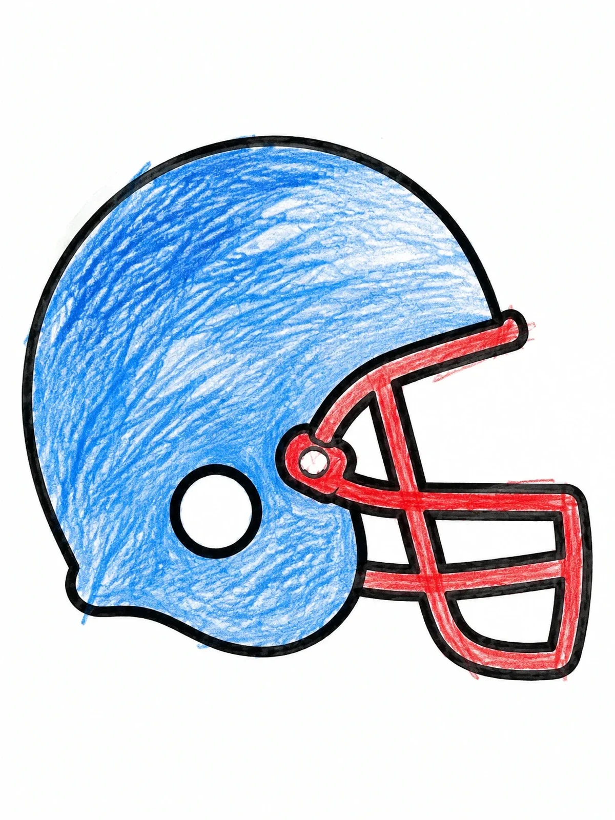 Colored example of the Simple Football Helmet Outline coloring page