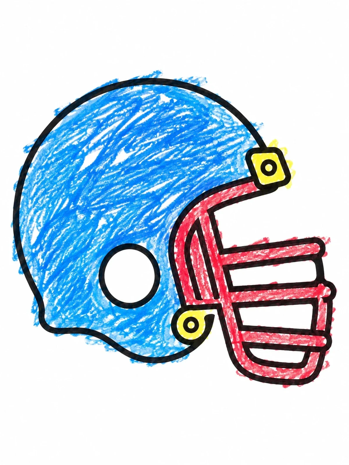 Colored example of the Simple Football Helmet Side View coloring page