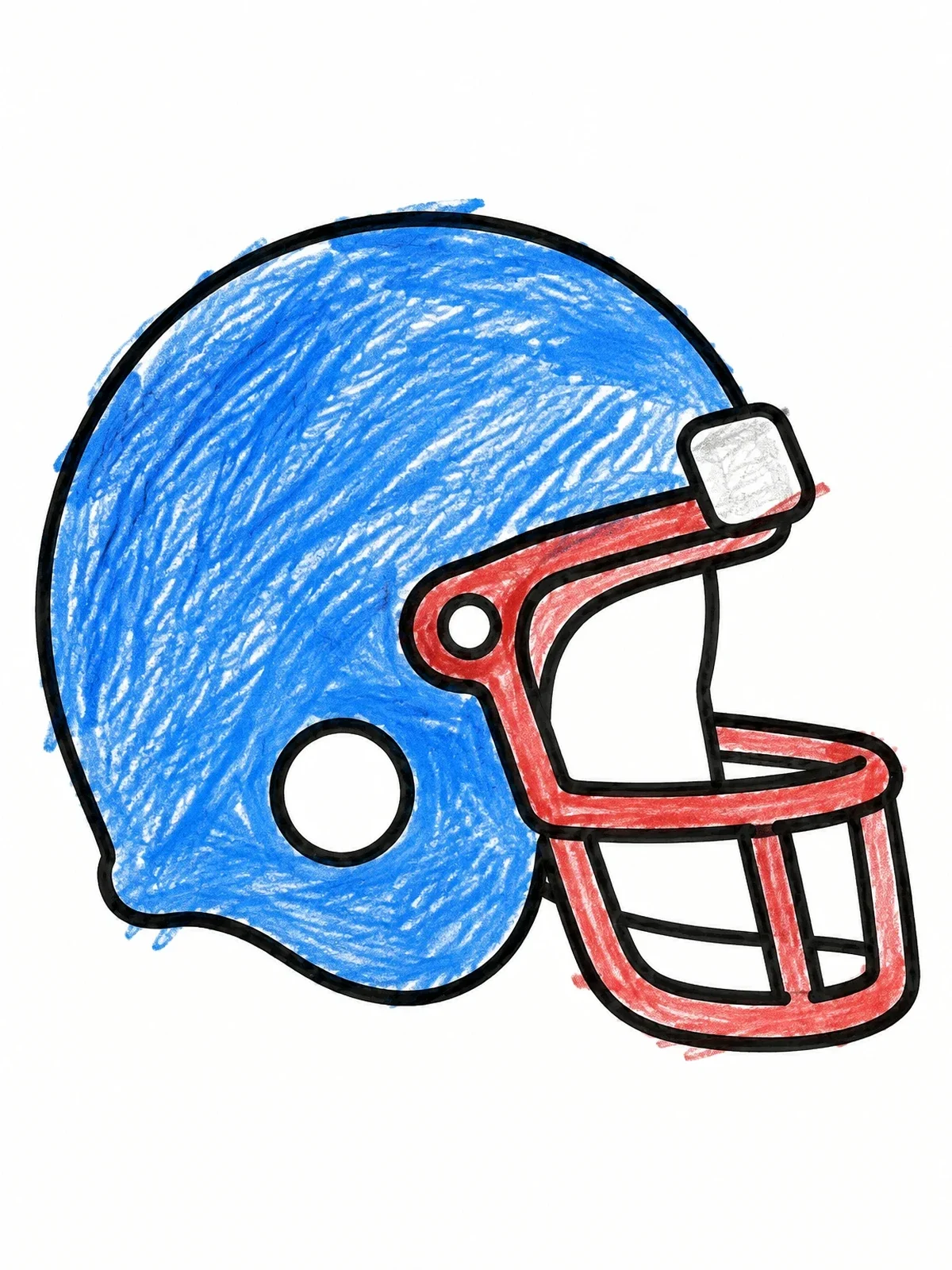 Colored example of the Simple Football Helmet Side View coloring page