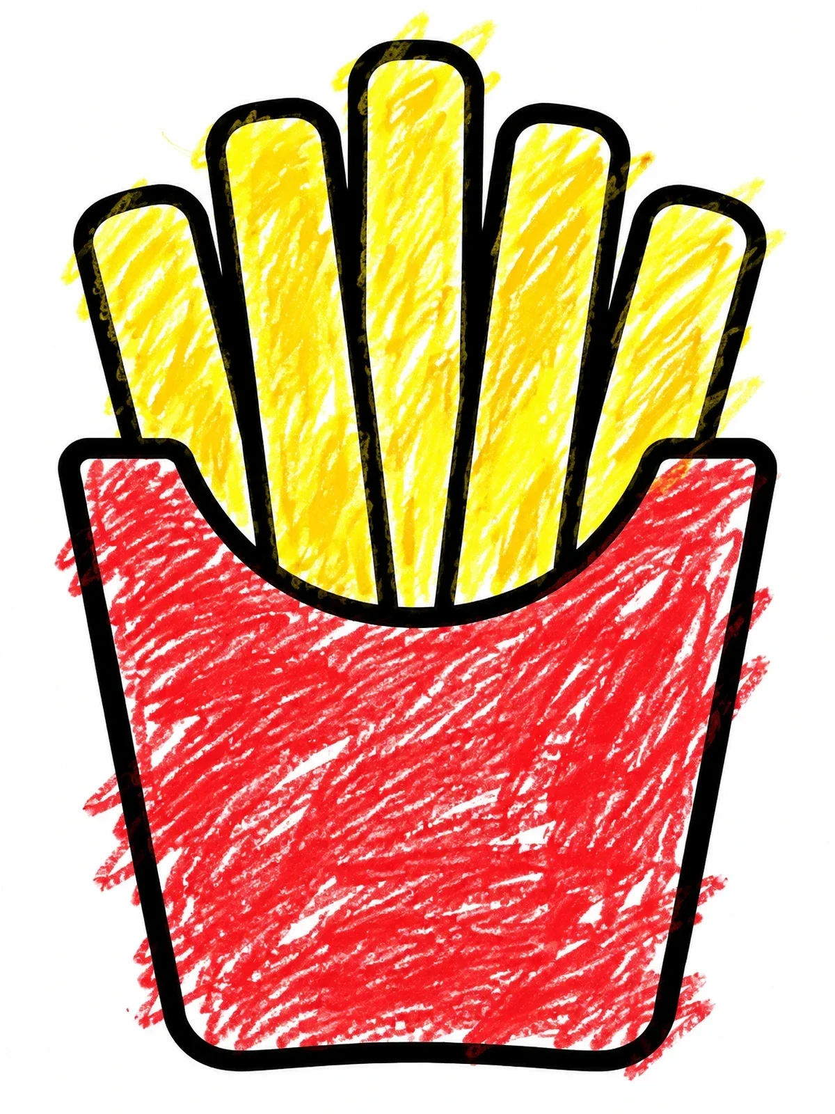 Colored example of the Simple French Fries In A Box coloring page
