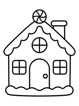 Free printable Simple Gingerbread House With Peppermint coloring page