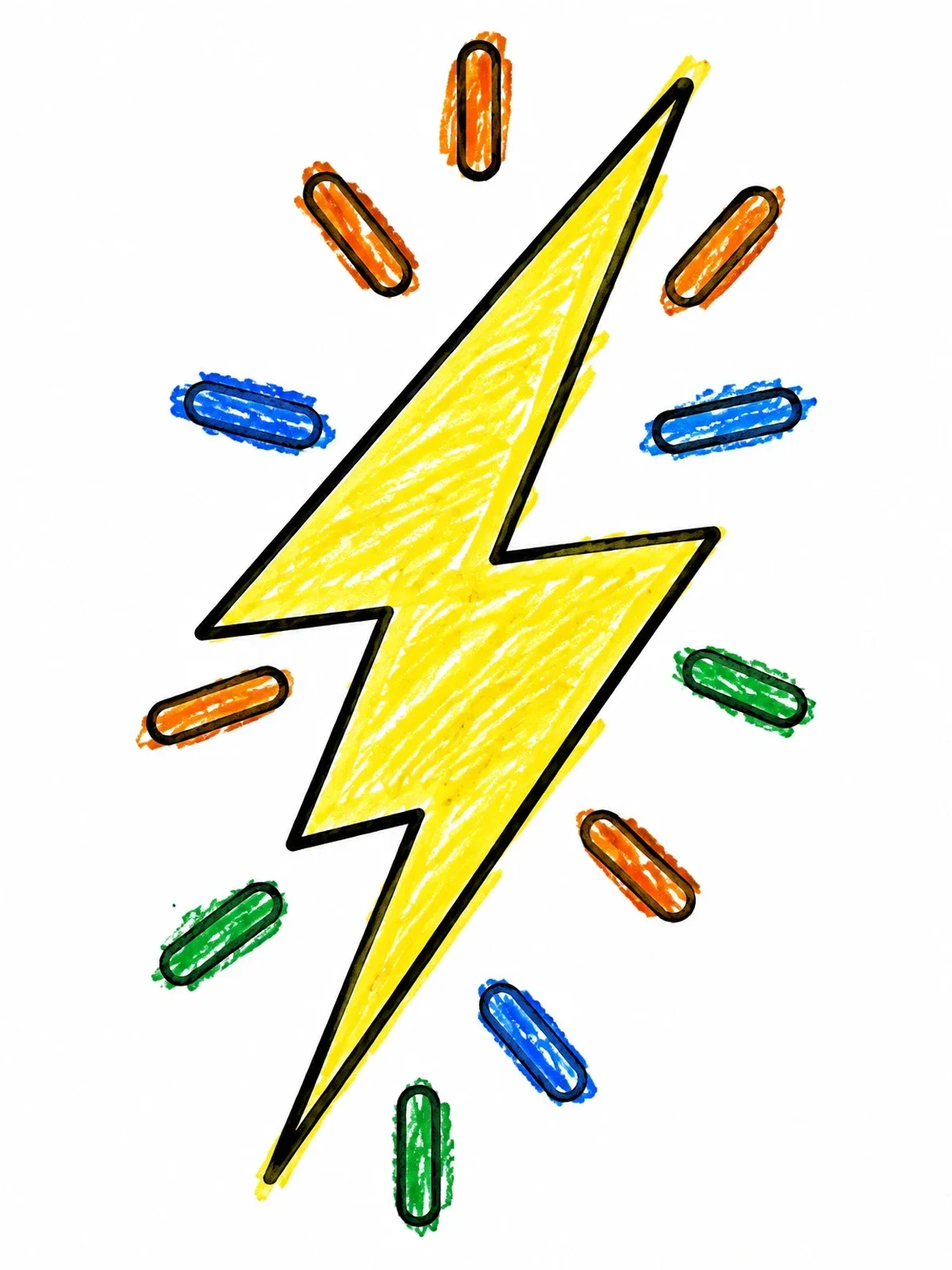 Colored example of the Simple Glowing Lightning Bolt coloring page