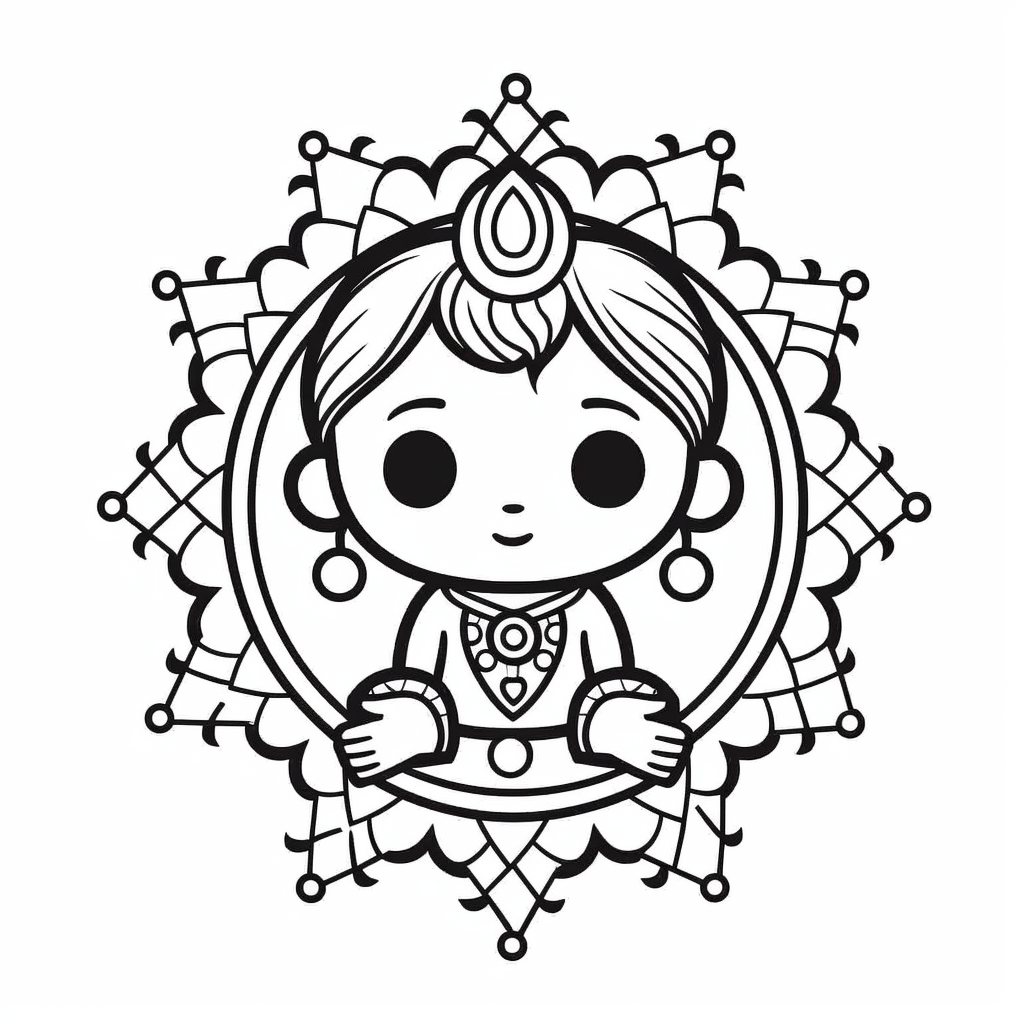 Simple Goddess To Color For Kids - Coloring Page