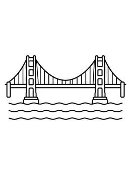 Free printable Simple Golden Gate Bridge Outline coloring page
