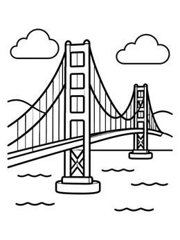 Free printable Simple Golden Gate Bridge View coloring page