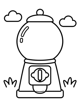 Free printable Simple Gumball Machine With Clouds coloring page