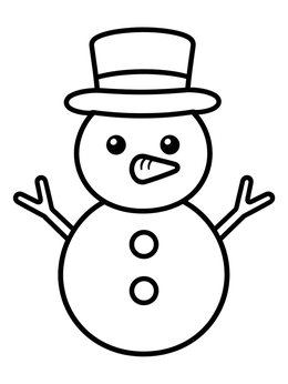 Free printable Simple Happy Snowman With Hat coloring page