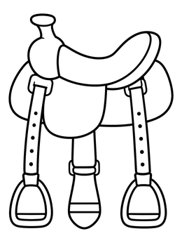 Free printable Simple Horse Saddle With Stirrups coloring page