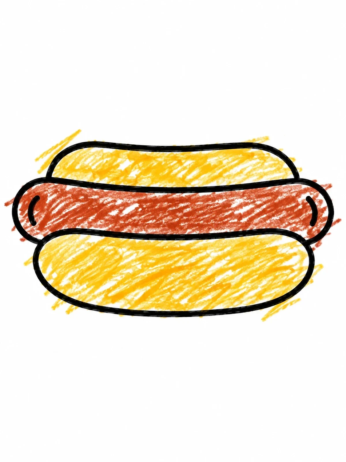Colored example of the Simple Hot Dog In A Bun coloring page