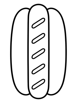 Free printable Simple Hot Dog In Bun coloring page