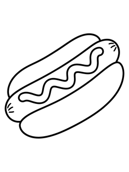 Free printable Simple Hot Dog With Mustard coloring page