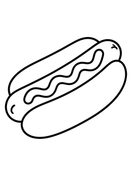 Free printable Simple Hot Dog With Mustard coloring page