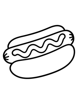 Free printable Simple Hot Dog With Mustard coloring page