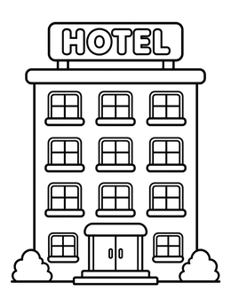 Free printable Simple Hotel Building With Big Sign coloring page