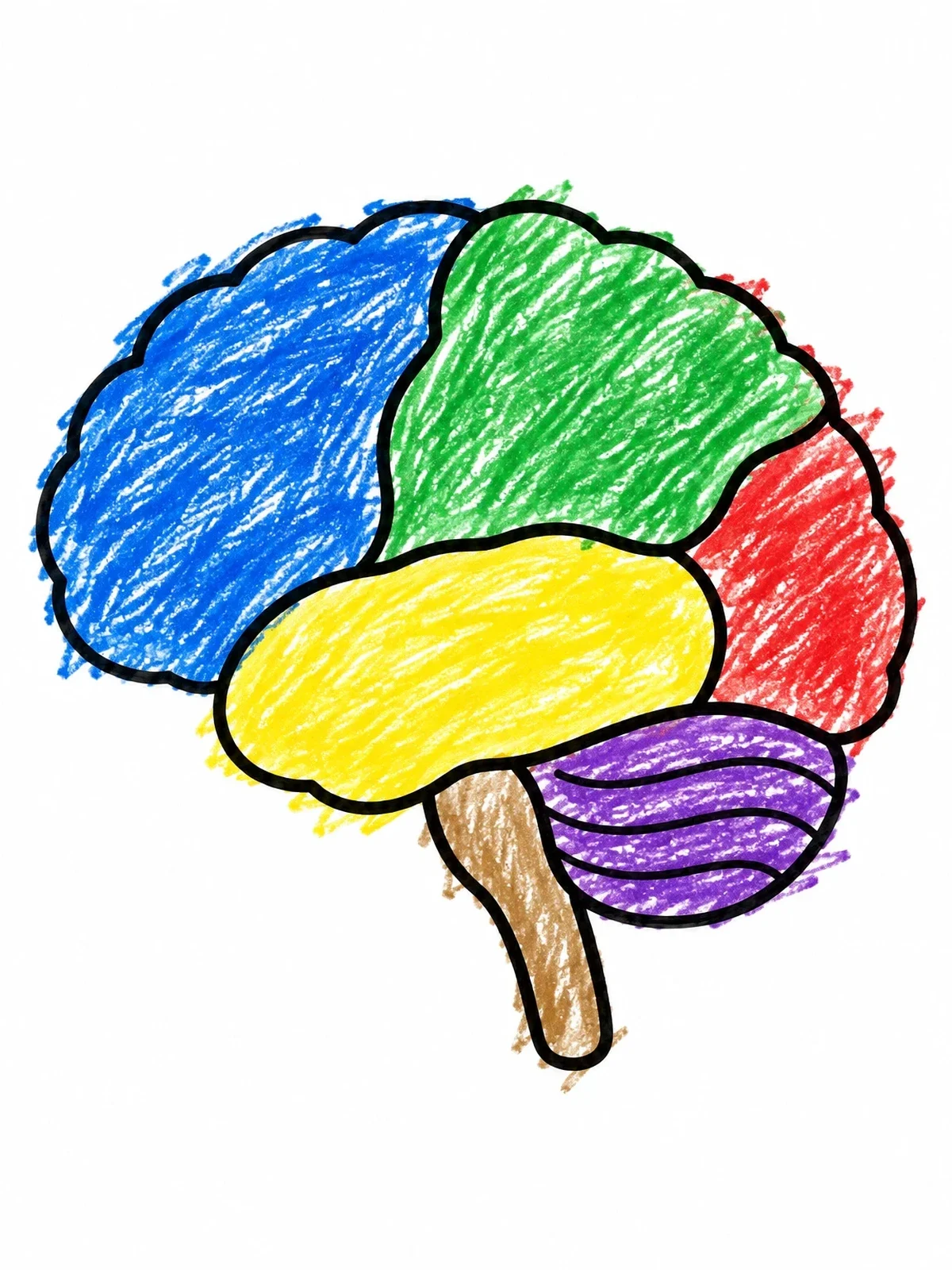 Colored example of the Simple Human Brain Diagram coloring page