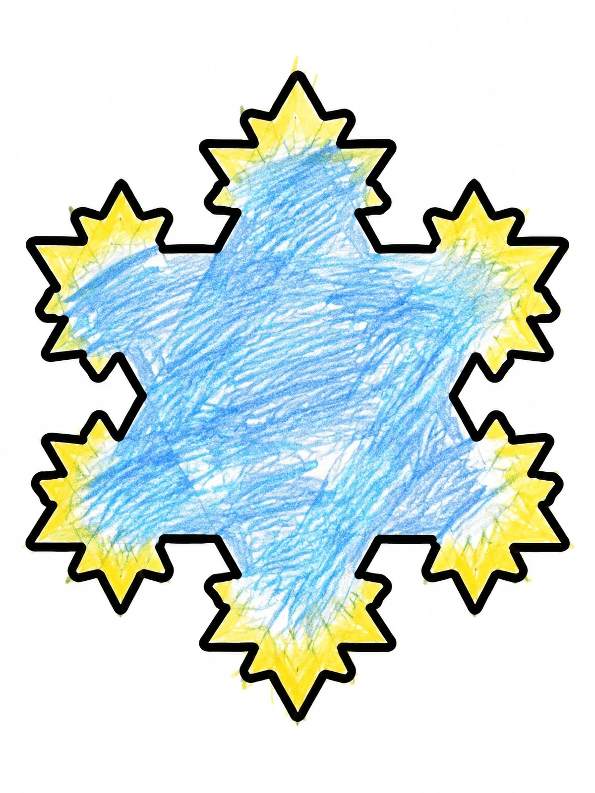 Colored example of the Simple Koch Snowflake Fractal Outline coloring page