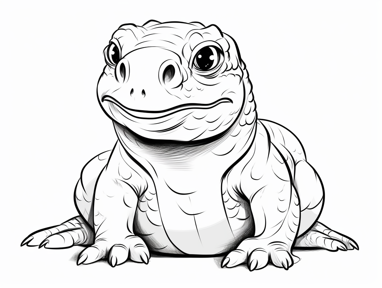 Simple Komodo Dragon Coloring Page For Kids - Coloring Page