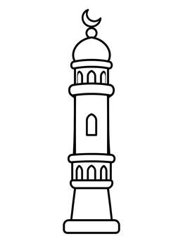 Free printable Simple Kuwait Mosque Minaret coloring page