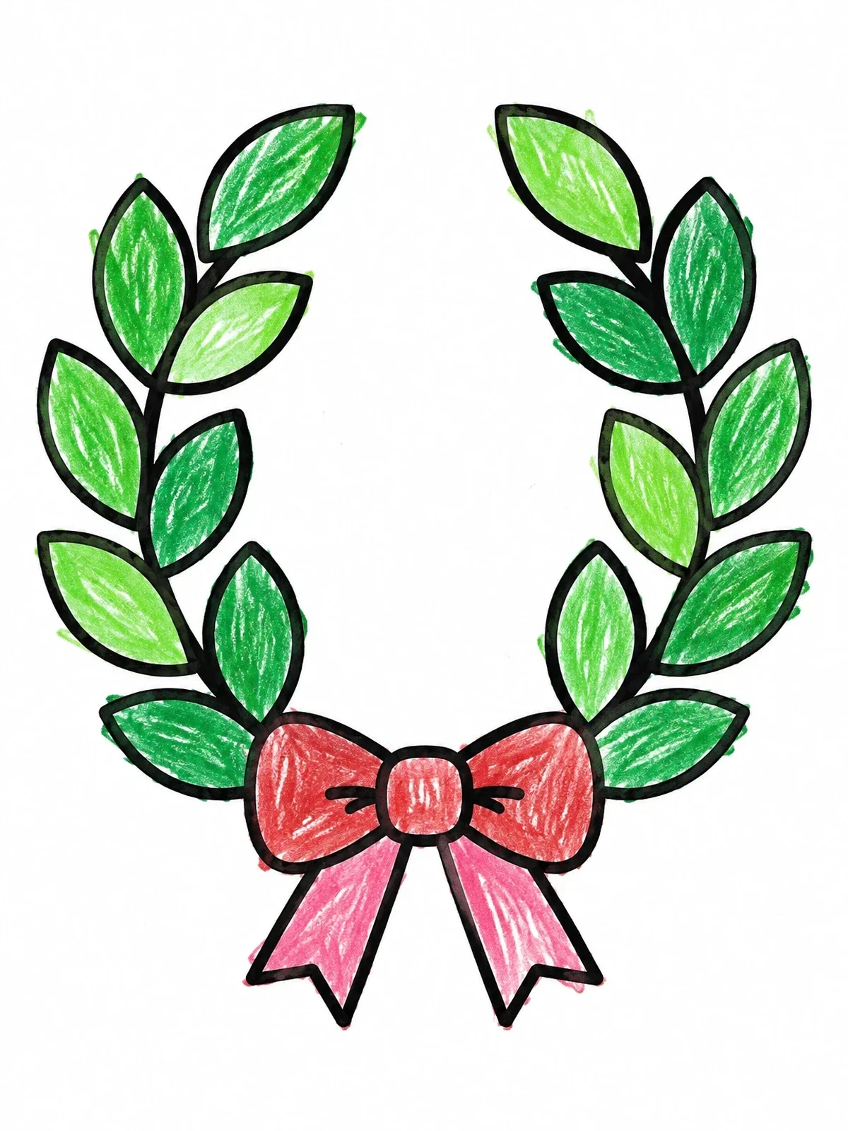 Colored example of the Simple Laurel Wreath With Ribbon coloring page