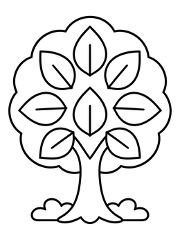 Free printable Simple Leafy Tree With Large Leaves coloring page