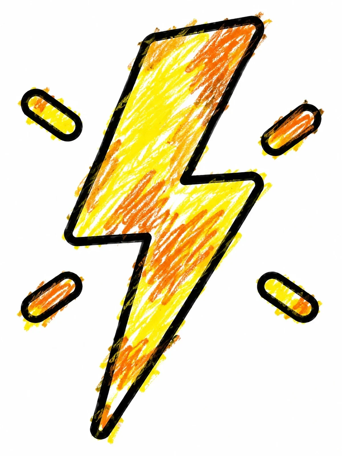 Colored example of the Simple Lightning Bolt With Sparks coloring page
