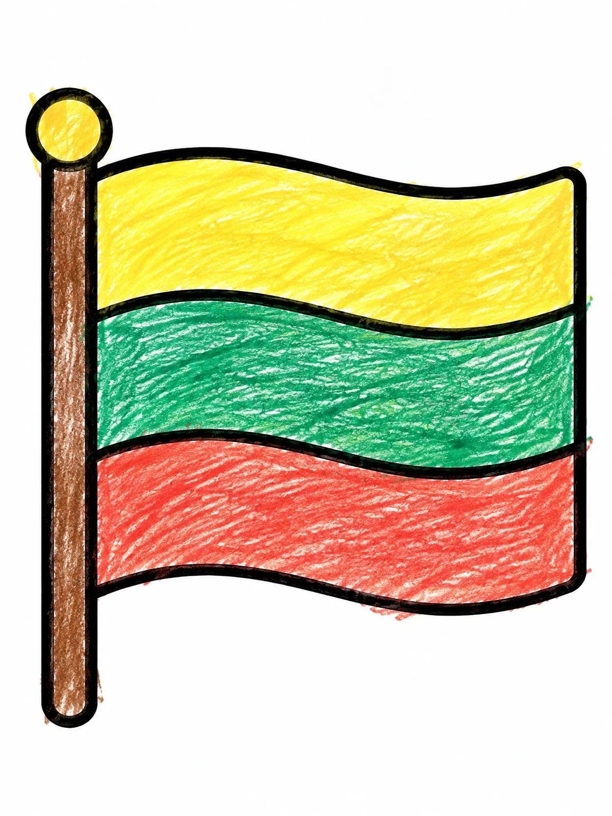 Colored example of the Simple Lithuania Flag Outline coloring page