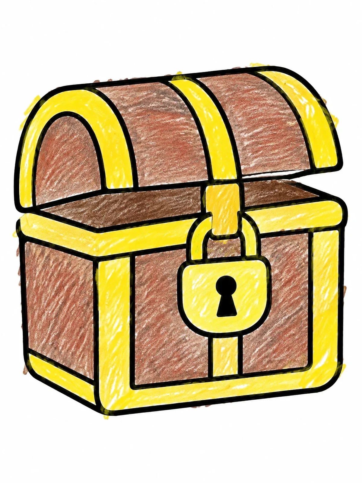 Colored example of the Simple Locked Treasure Chest coloring page