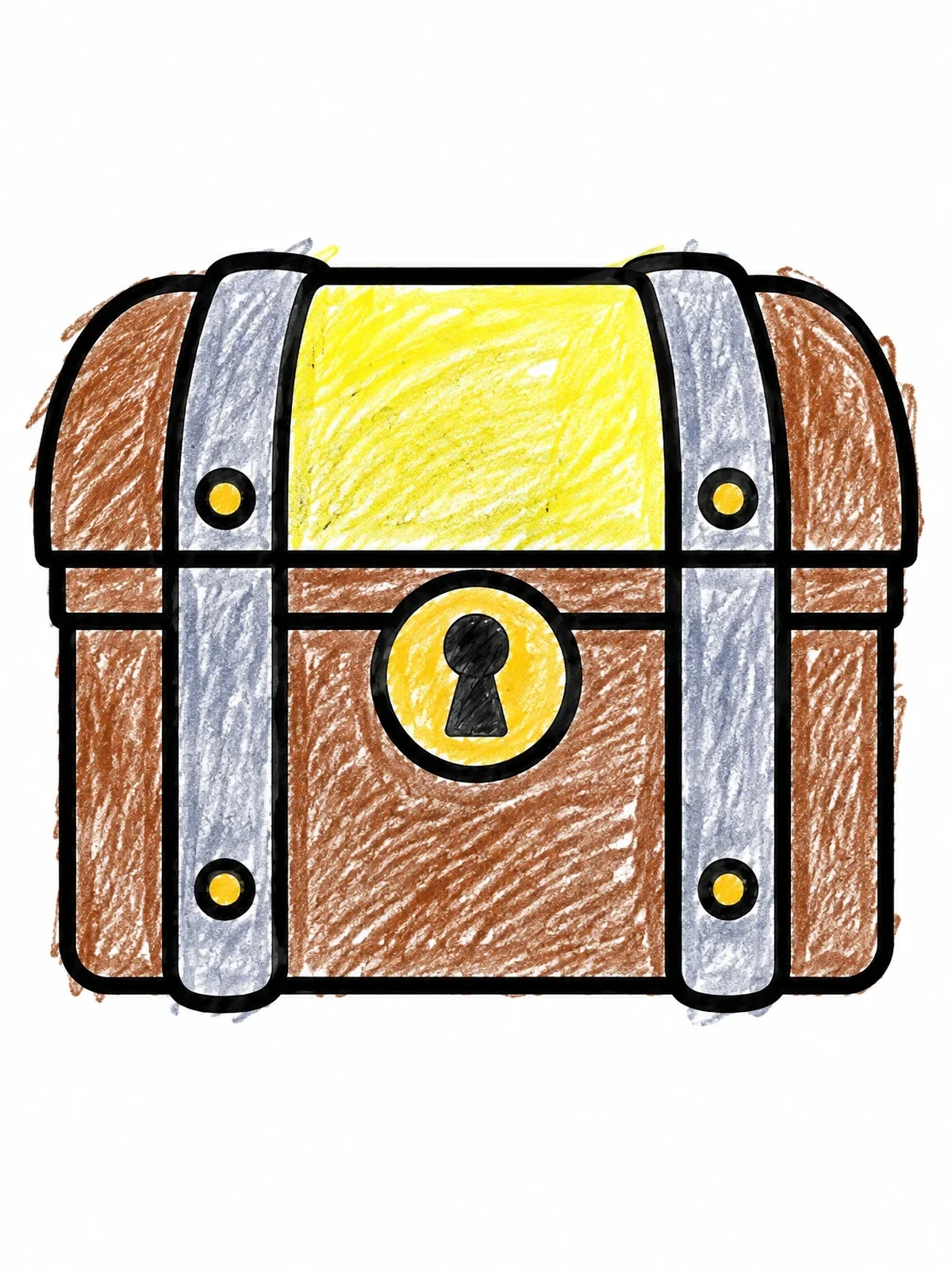 Colored example of the Simple Locked Treasure Chest coloring page