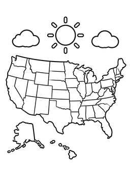 Free printable Simple Map Of The United States coloring page