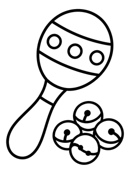 Free printable Simple Maraca With Shaker Bells coloring page