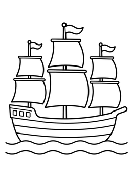 Free printable Simple Mayflower Sailing Ship coloring page