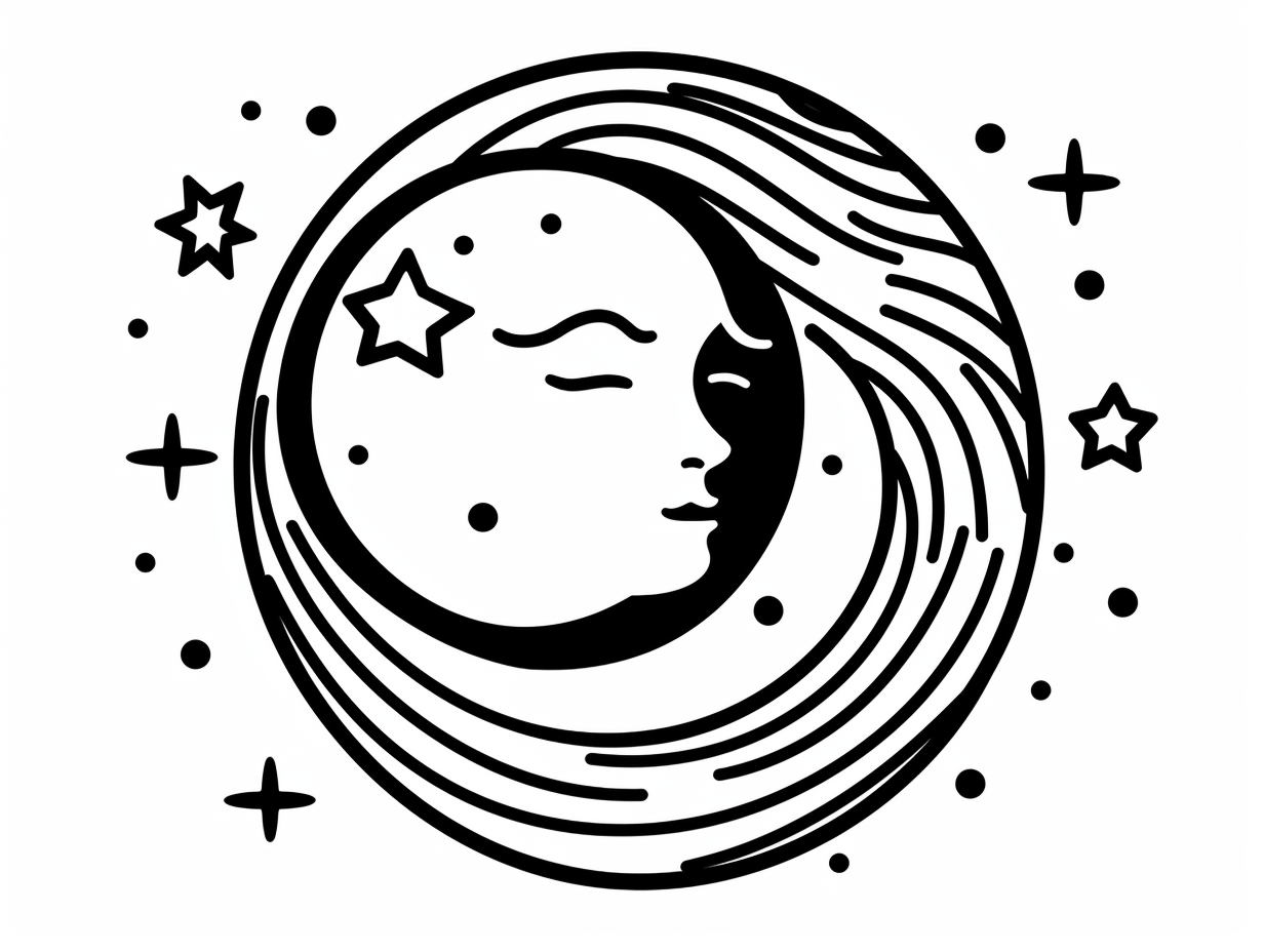 Simple Moon Coloring For Kids - Coloring Page