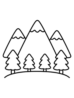Free printable Simple Mountains And Pine Trees coloring page
