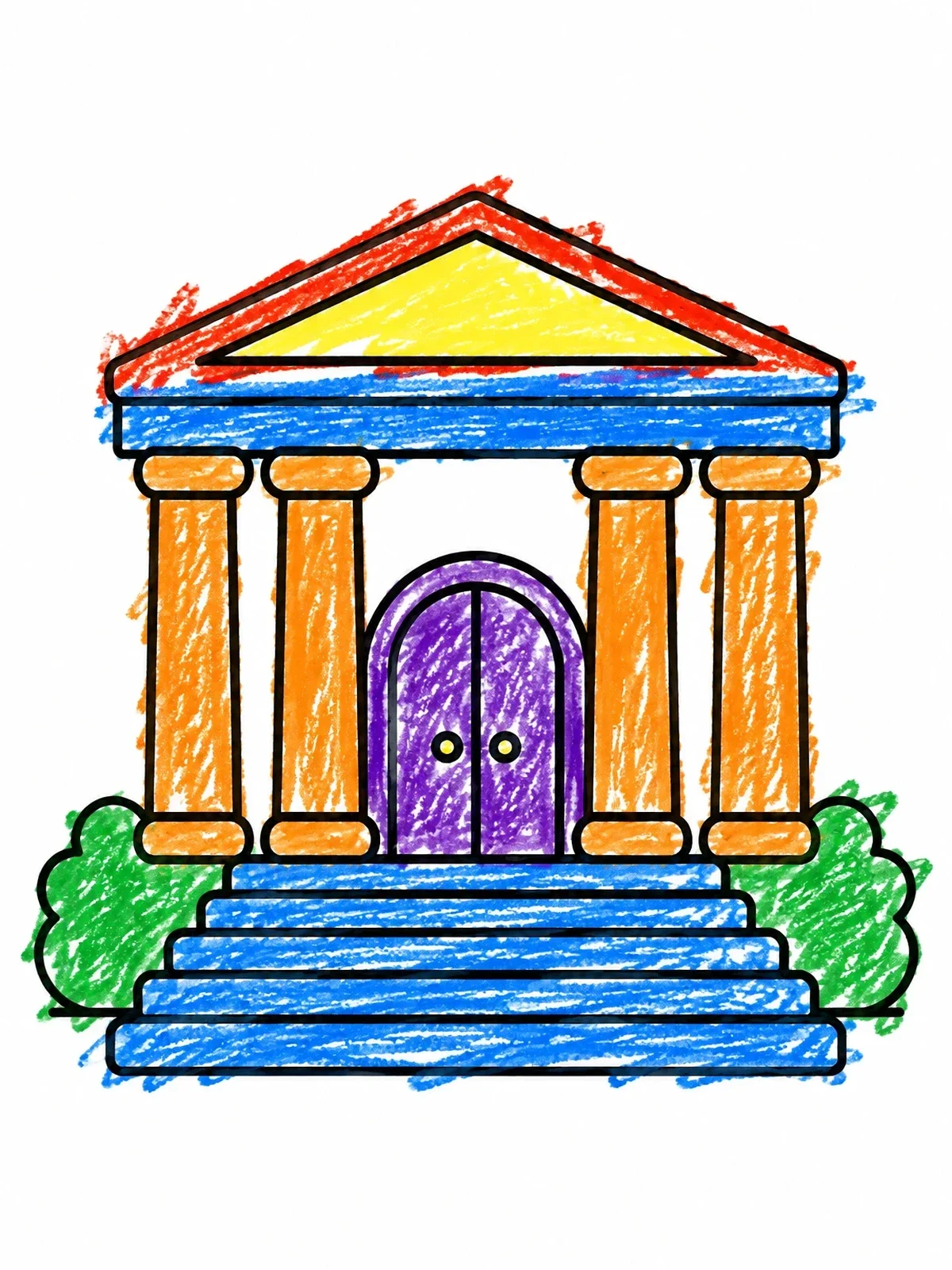 Colored example of the Simple Neoclassical Museum Building coloring page