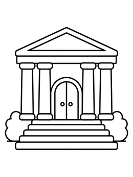 Free printable Simple Neoclassical Museum Building coloring page