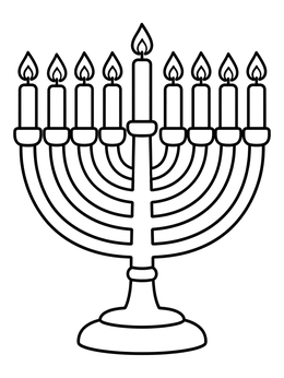 Free printable Nine Branched Hanukkah Menorah coloring page