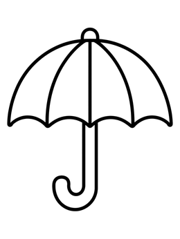 Free printable Simple Open Umbrella With Curved Handle coloring page