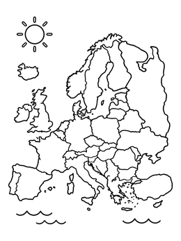 Free printable Simple Outline Map Of Europe coloring page