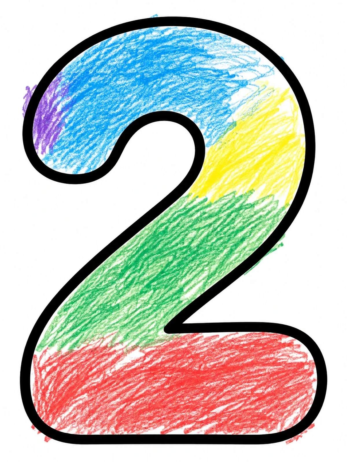 Colored example of the Simple Outline Number Two coloring page