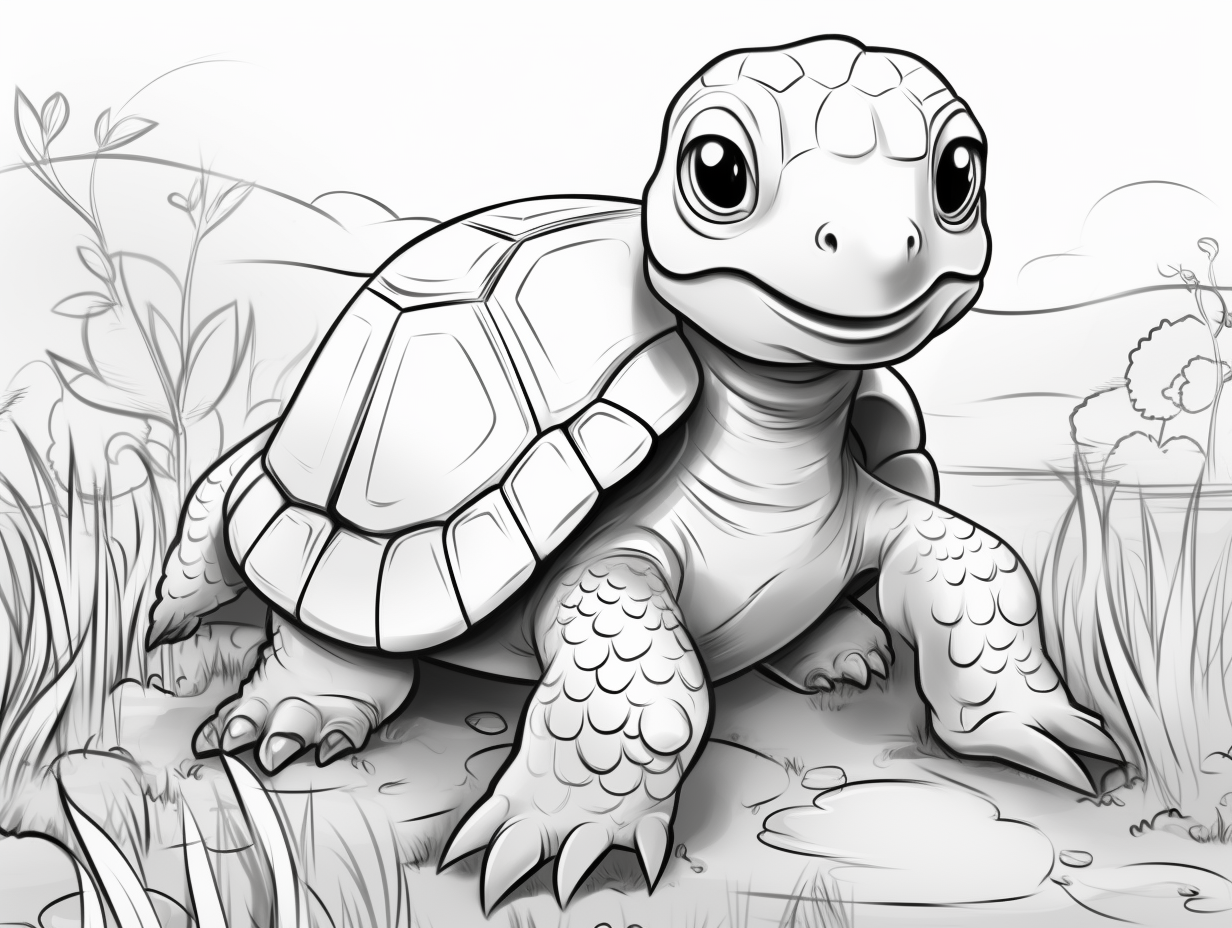 Simple Painted Turtle Coloring Sheet - Coloring Page