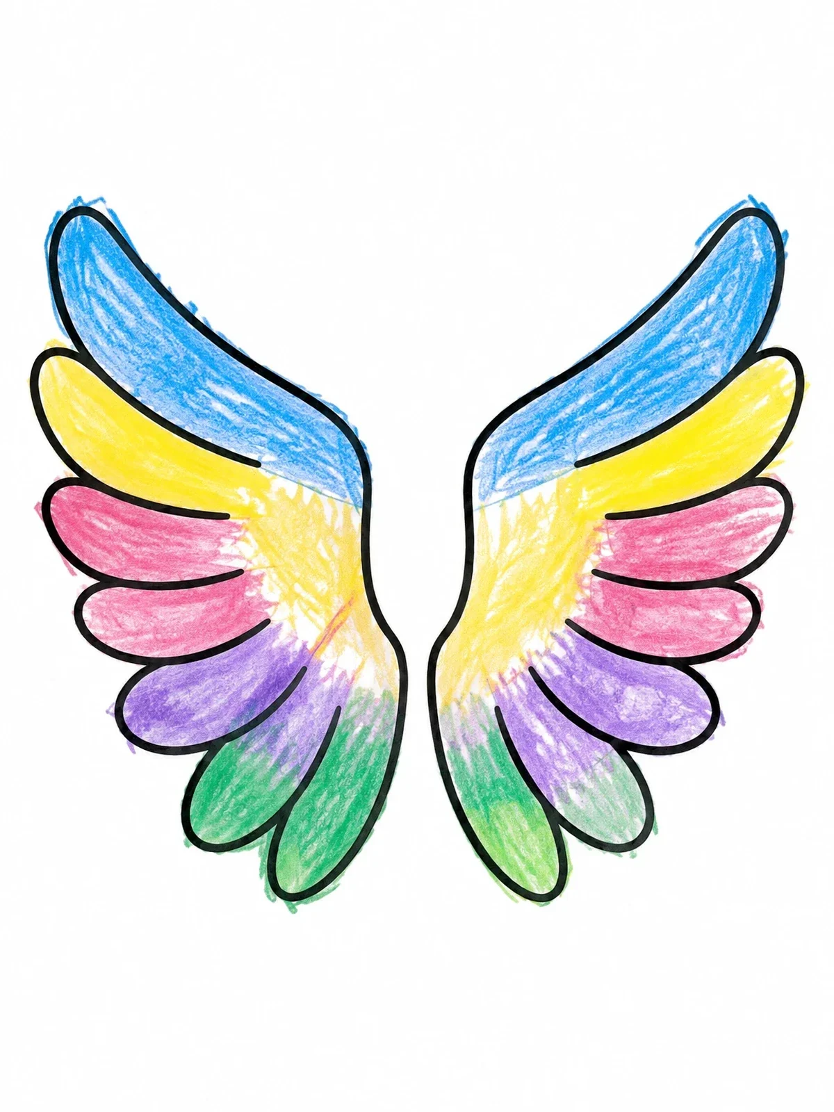 Colored example of the Simple Pair Of Angel Wings coloring page