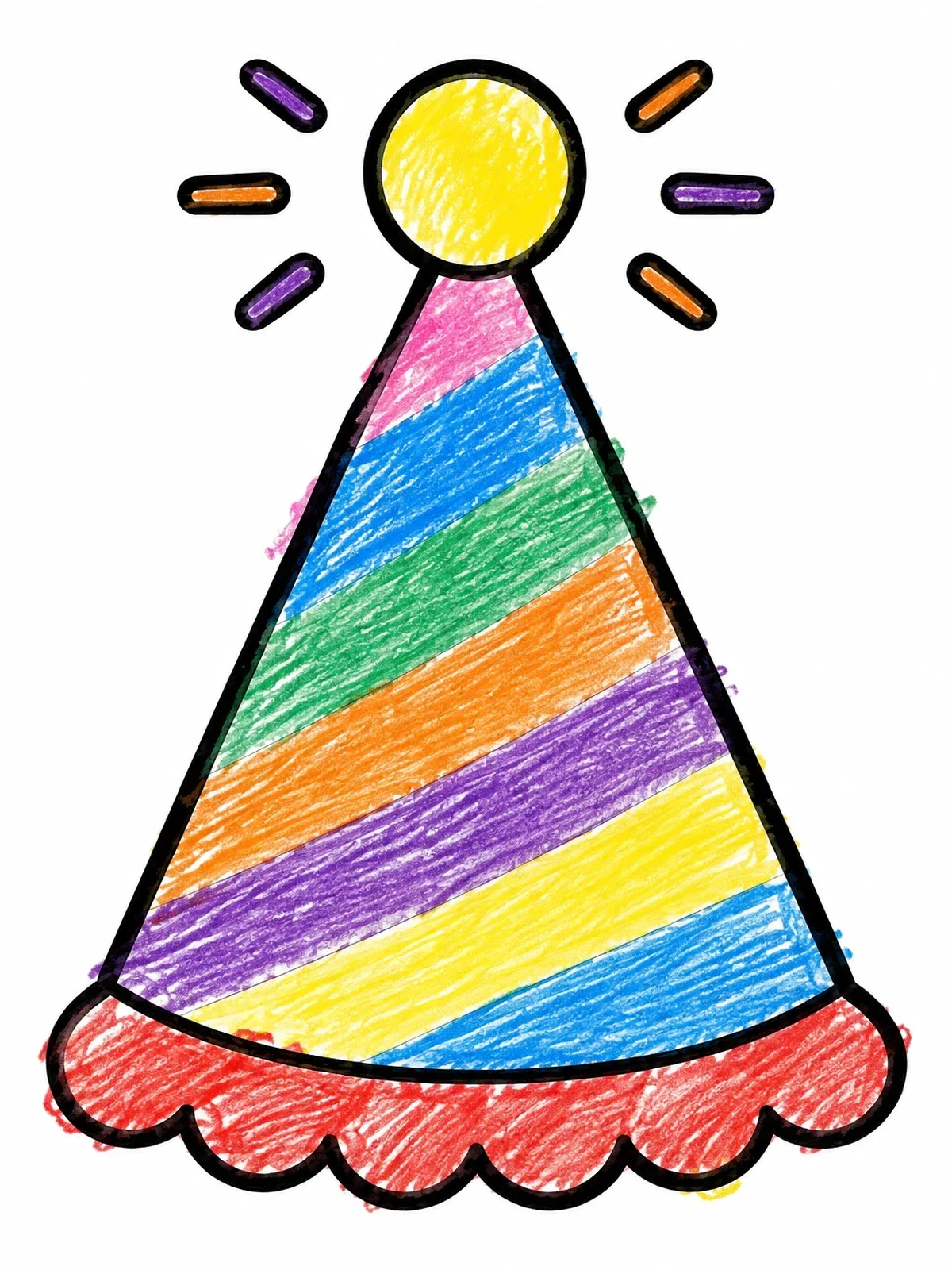 Colored example of the Simple Party Hat With Pom Pom coloring page
