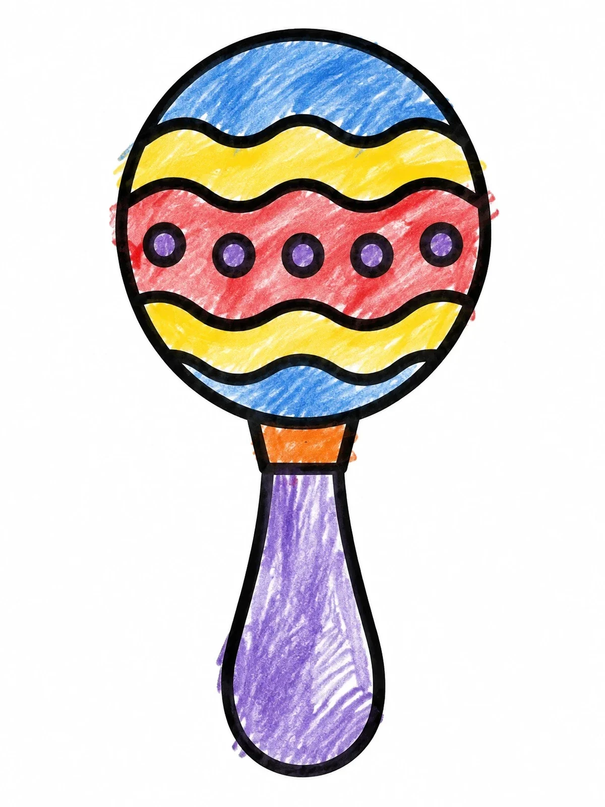 Colored example of the Single Patterned Musical Maraca coloring page