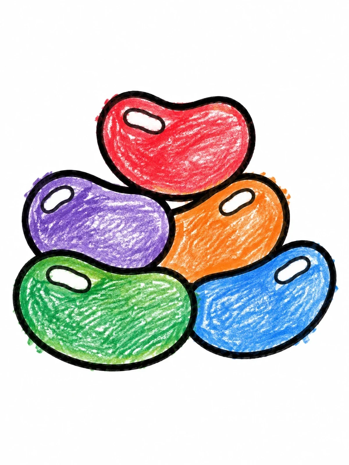 Colored example of the Simple Pile Of Beans coloring page