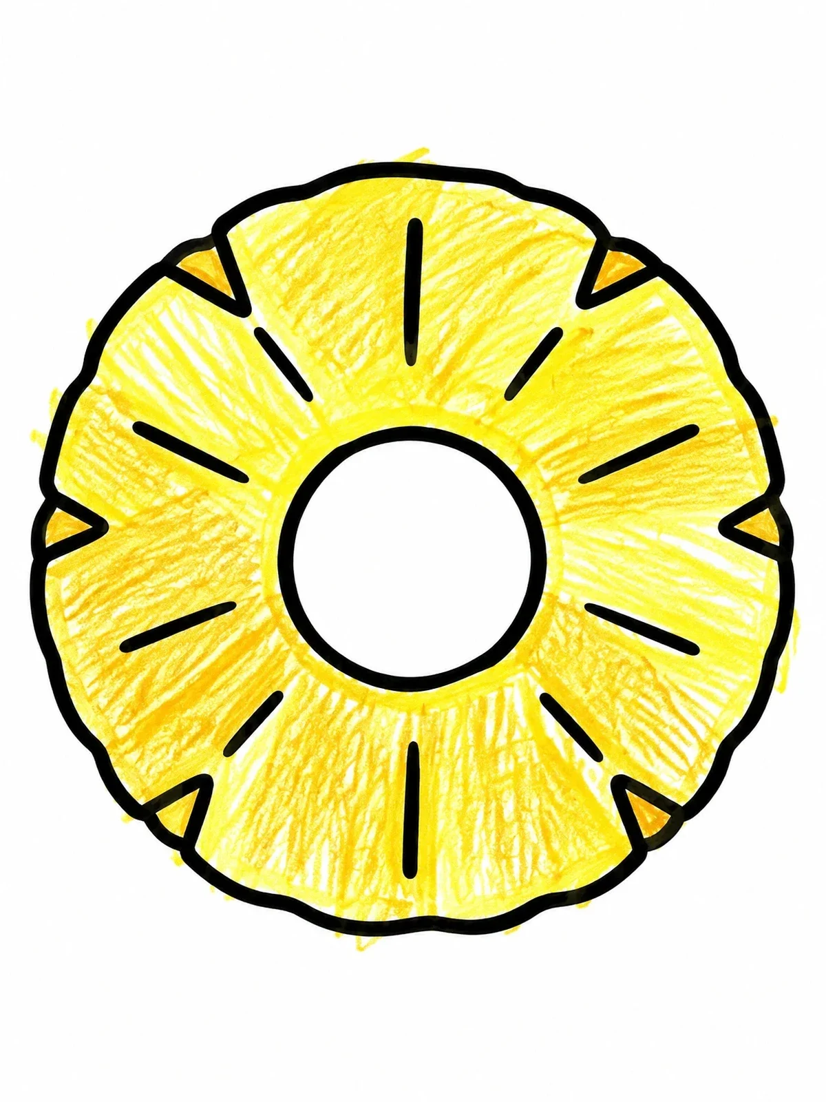 Colored example of the Simple Pineapple Ring Slice coloring page